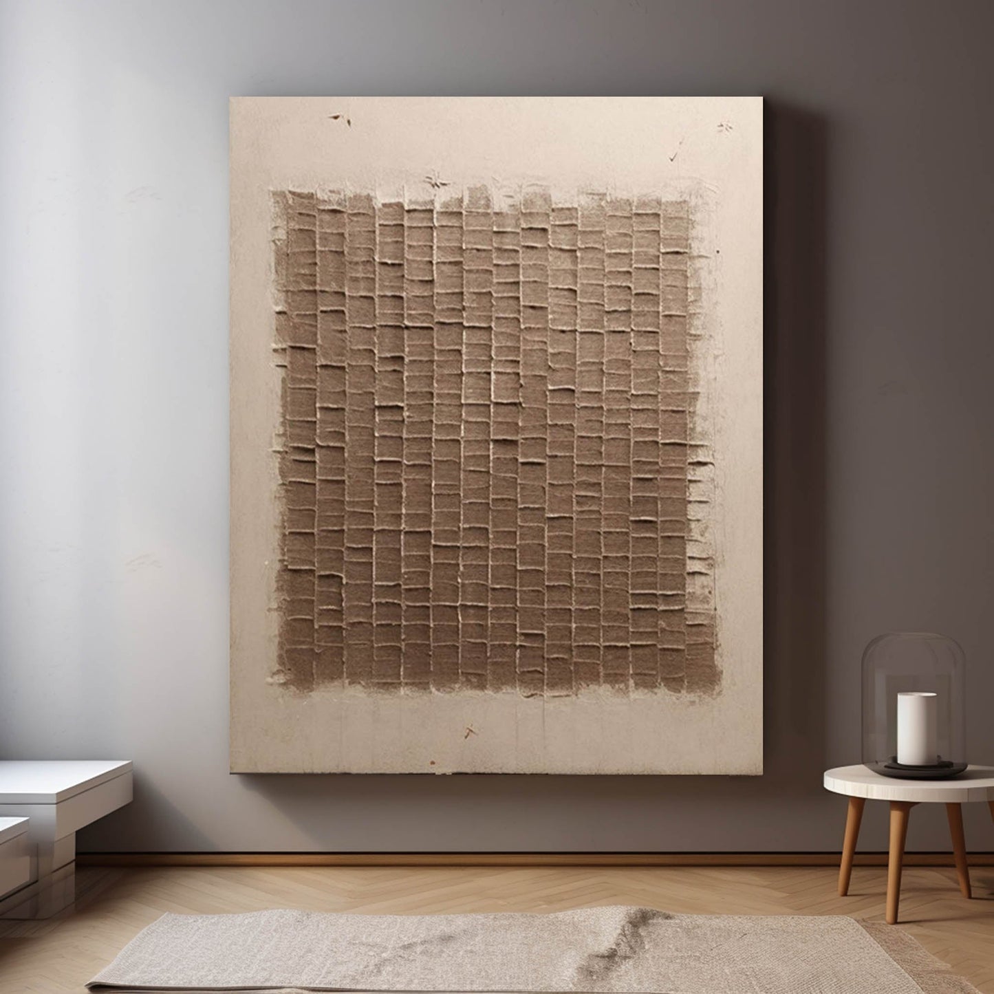Contemporary Wabi-Sabi Abstract Oil Painting for Minimalist Home Decor