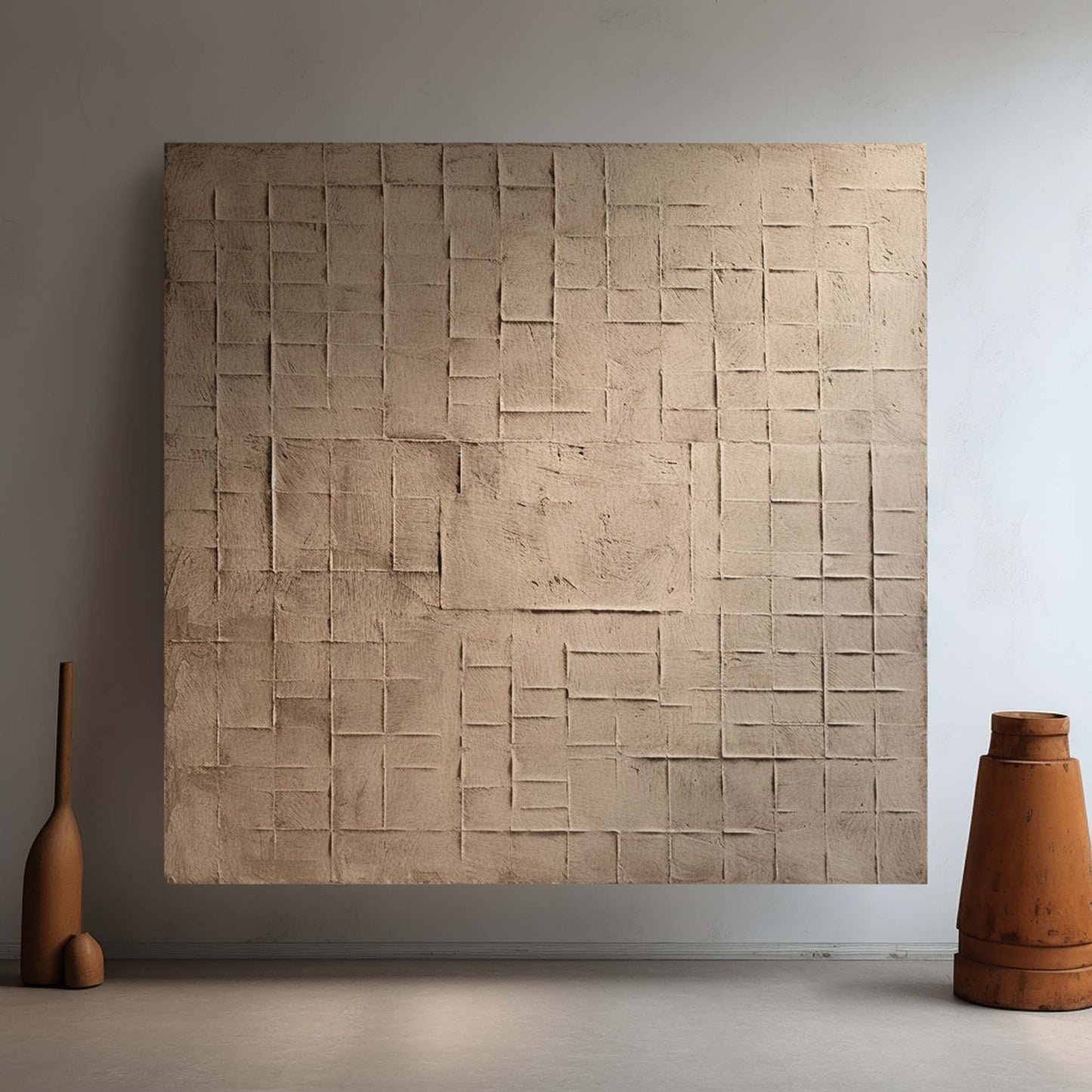 Minimalist Wabi-Sabi Texture Oil Painting for Modern Home Decor