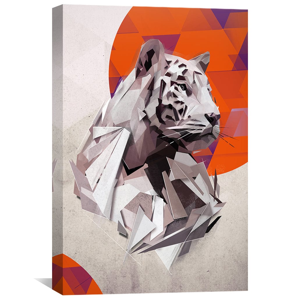 Abstract Geometric Tiger Oil Painting for Contemporary Home Decor