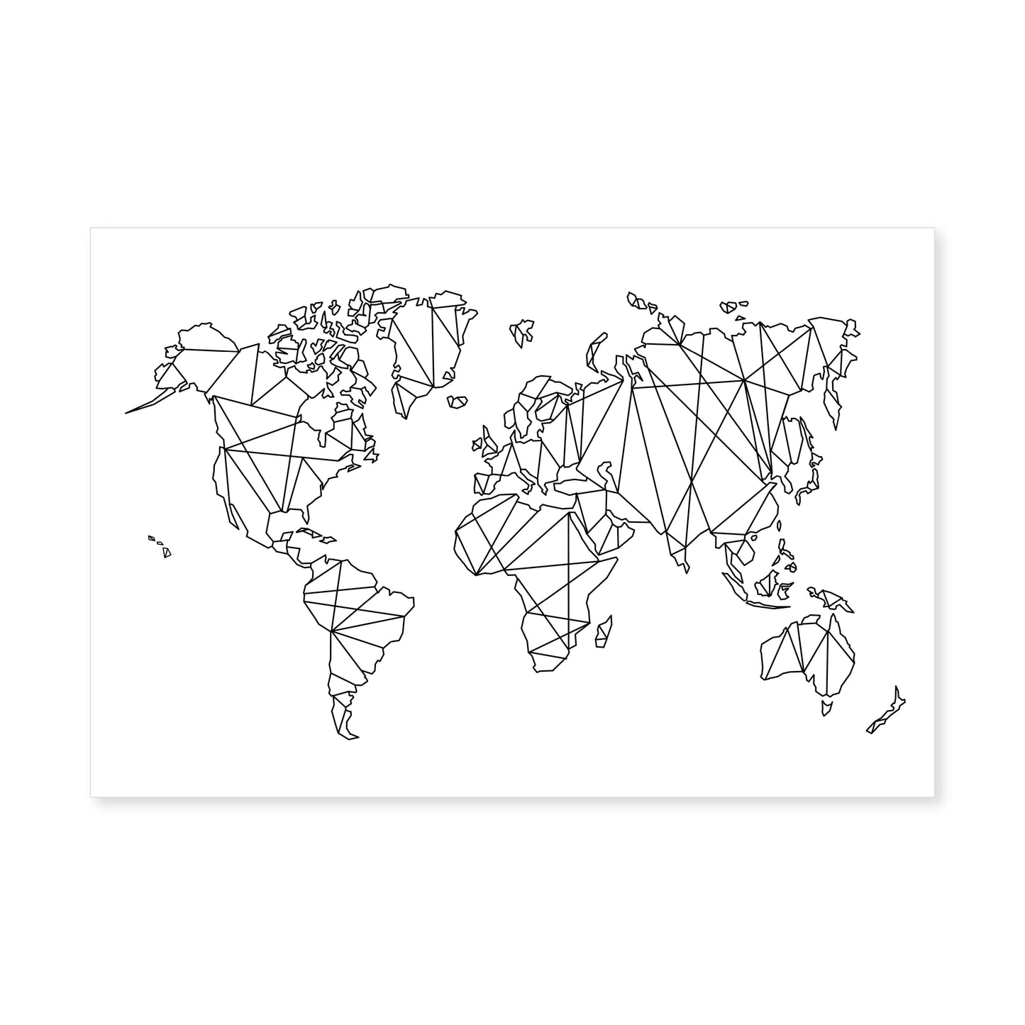 Geometric World Map Art - Modern Black and White Canvas Decor for Global Enthusiasts