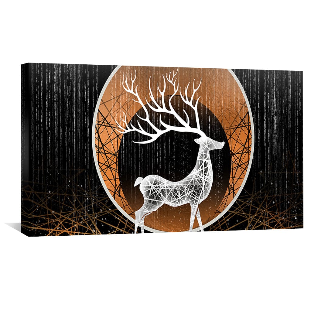 Geometric White Deer Oil Painting for Modern Wildlife Decor