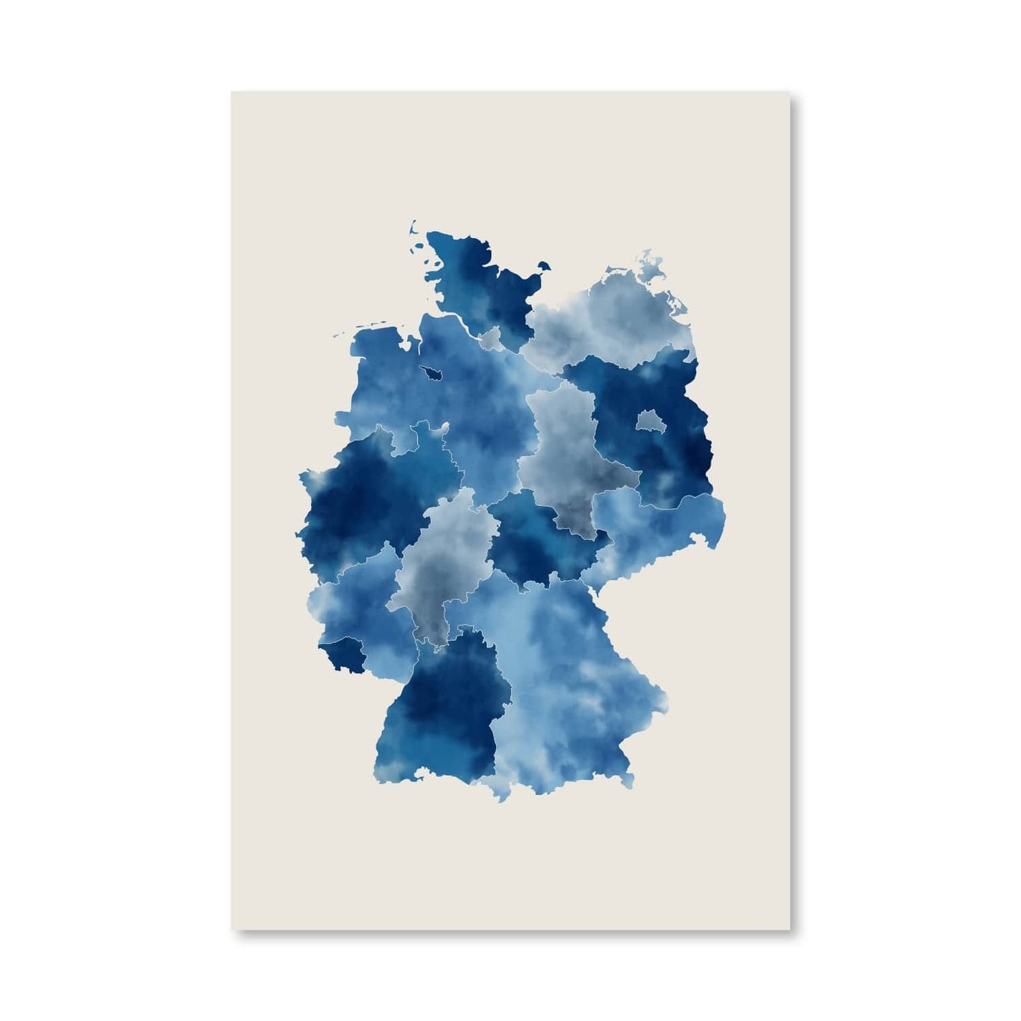 Blue Abstract Germany Map - Elegant Oil Painting for Modern Home Decor