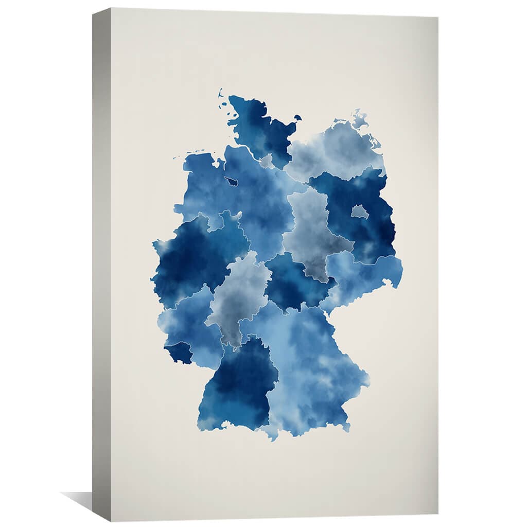 Blue Abstract Germany Map - Elegant Oil Painting for Modern Home Decor