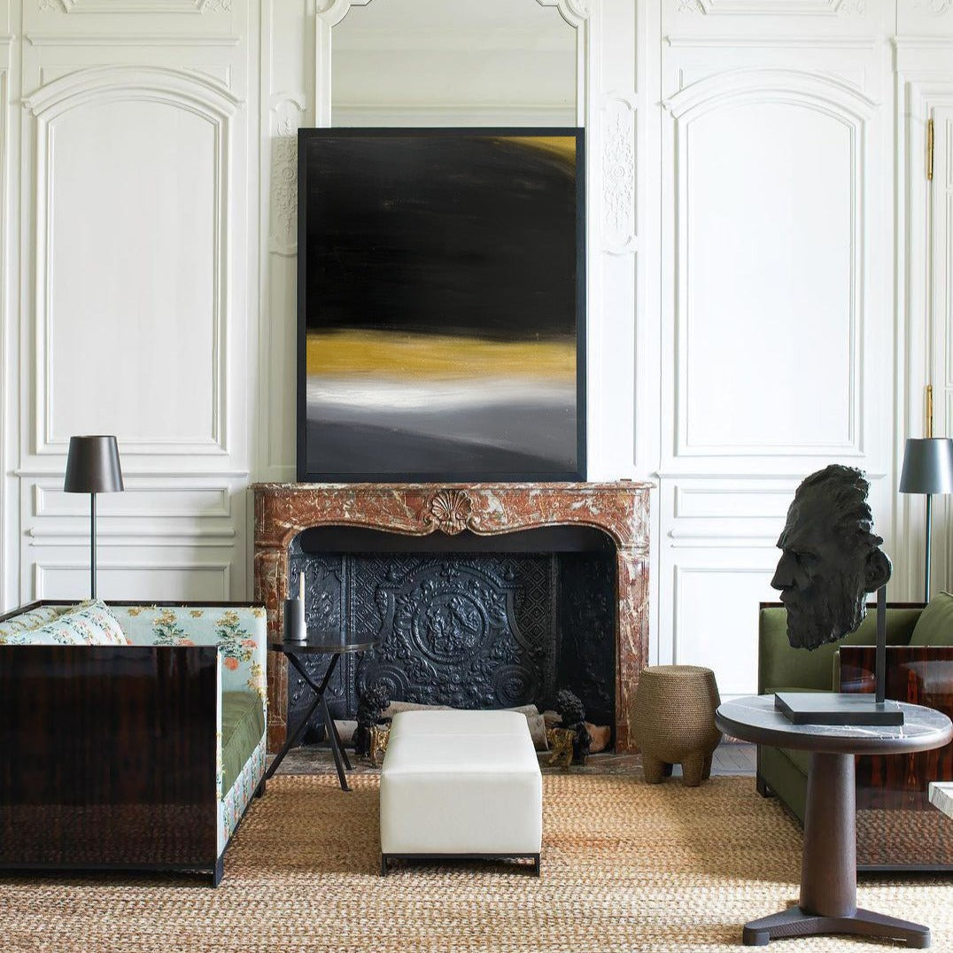 Contemporary Black and Gold Abstract Oil Painting for Modern Home Decor