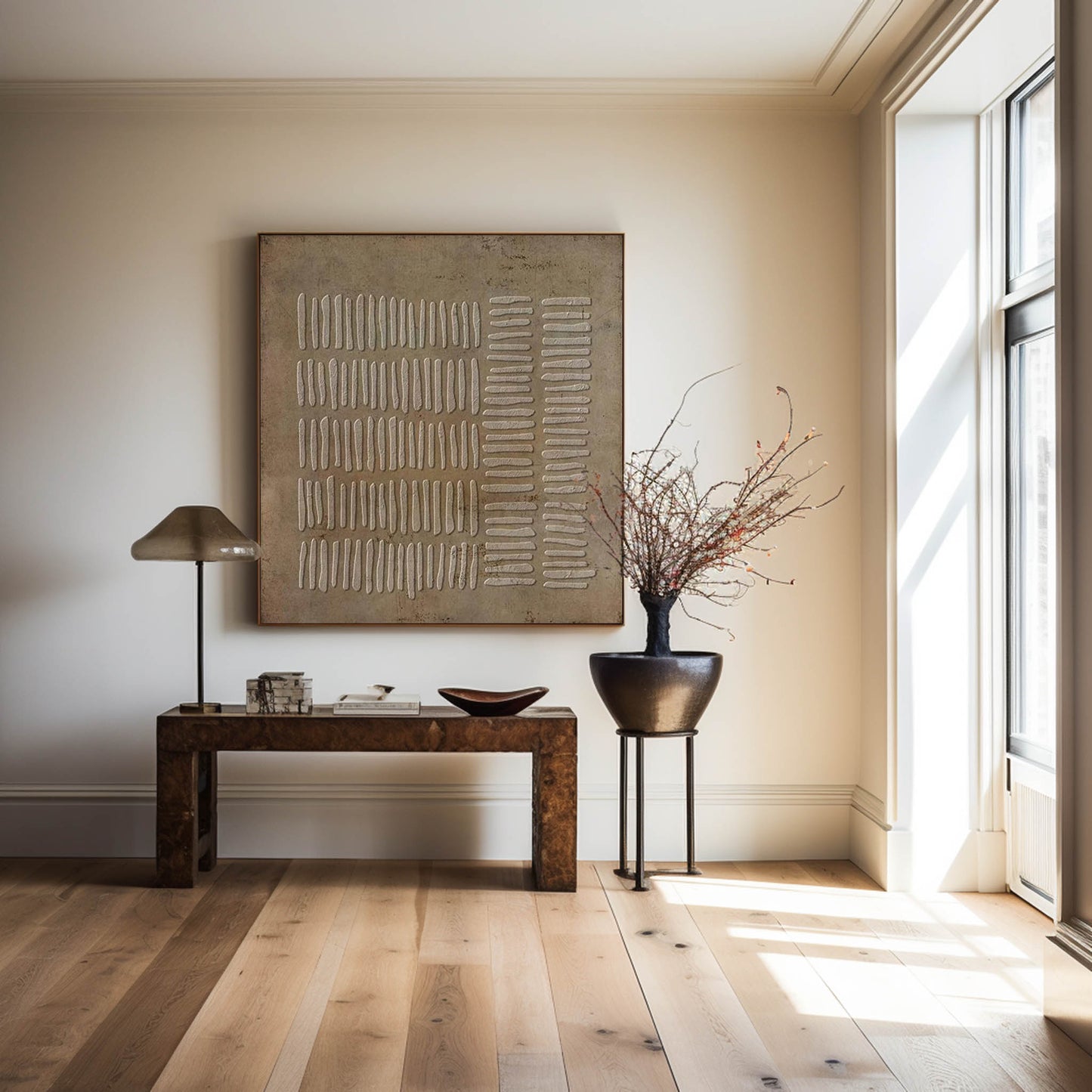 Wabi-Sabi Minimalist Oil Painting for Tranquil Home Decor