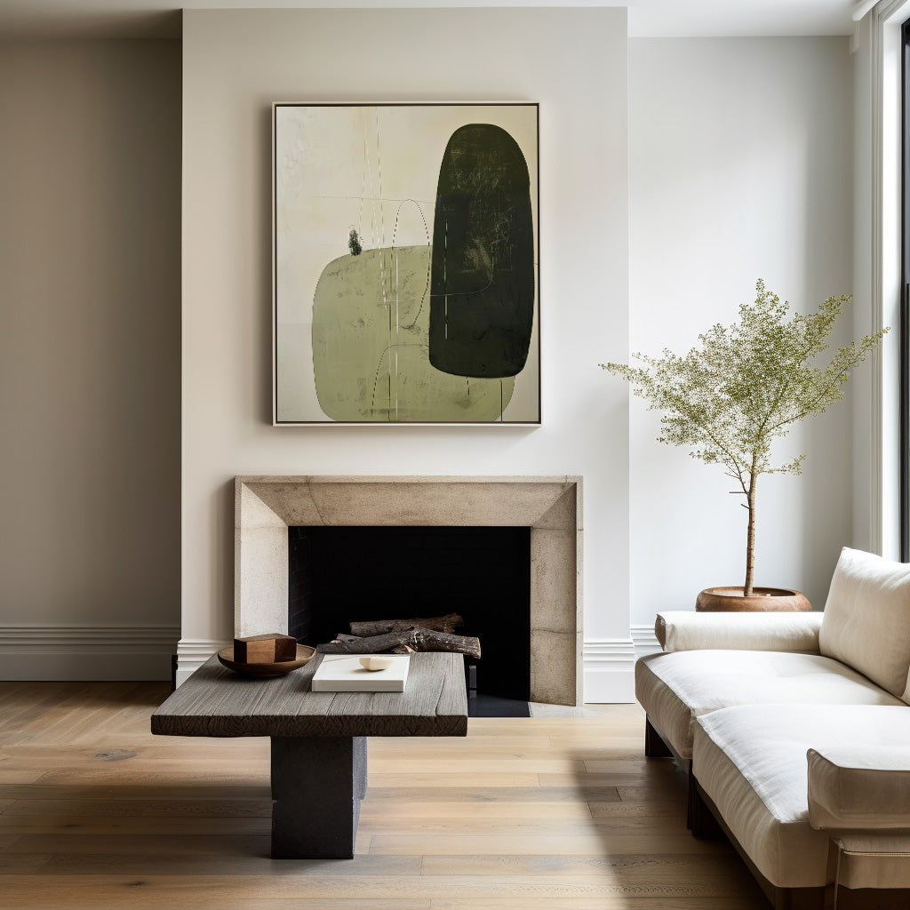 Contemporary Green Abstract Oil Painting for Modern Home Decor