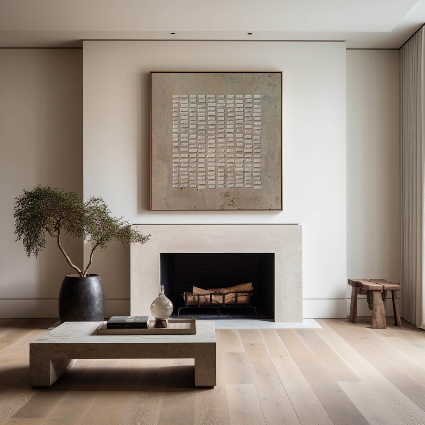Wabi-Sabi Minimalist Oil Painting for Serene Home Decor