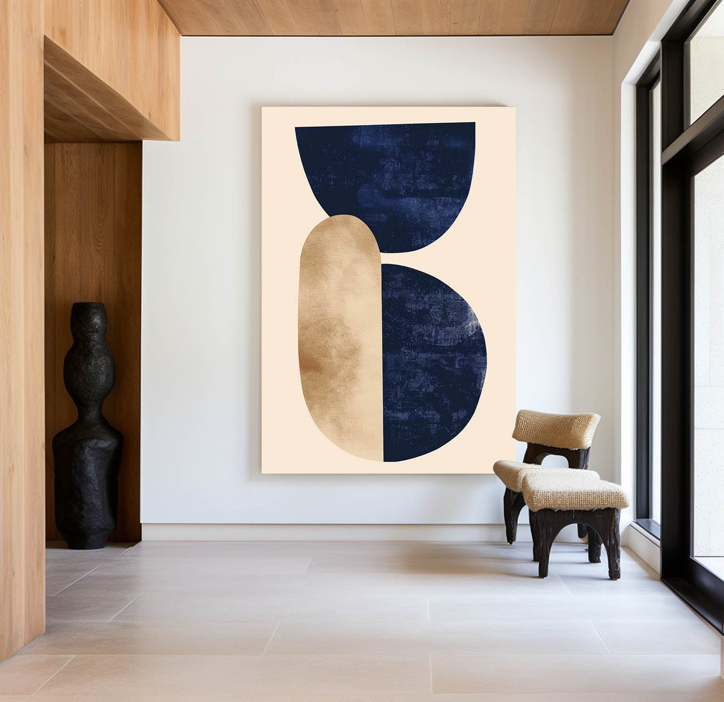 Contemporary Geometric Abstract Oil Painting for Modern Home Decor