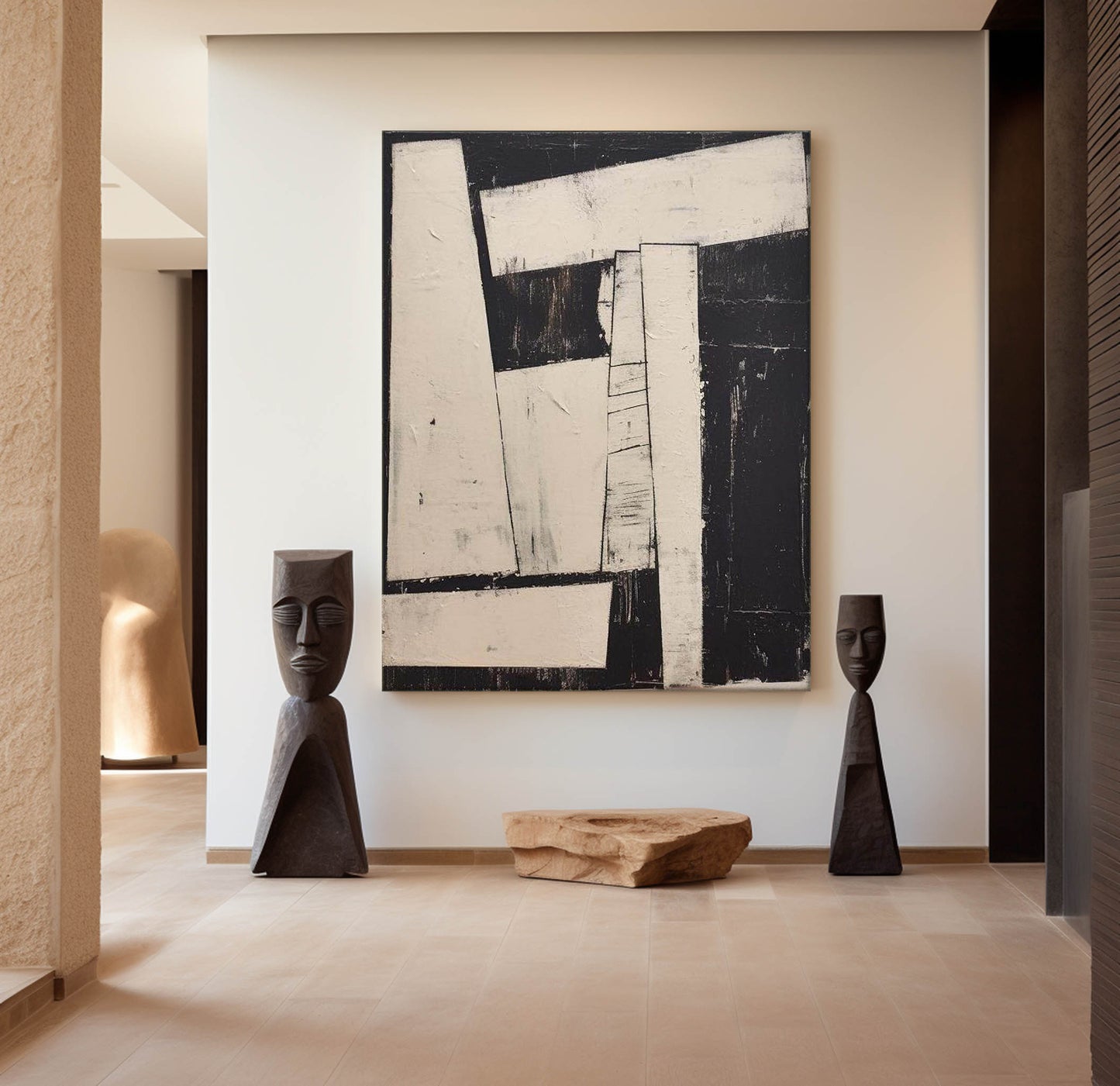 Contemporary Black and White Abstract Oil Painting for Modern Art Lovers