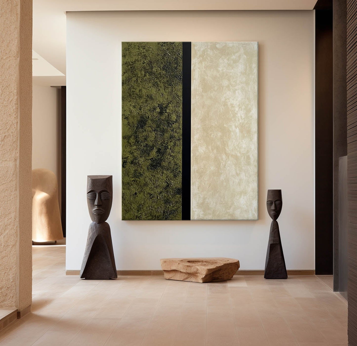 Contemporary Green Abstract Oil Painting for Modern Home Décor