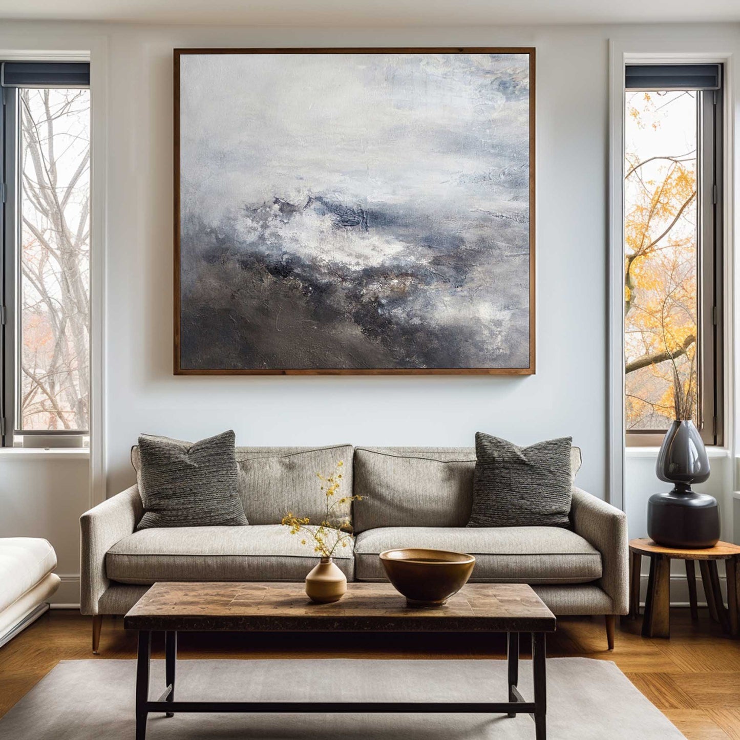 Contemporary Brown Abstract Oil Painting for Modern Home Decor