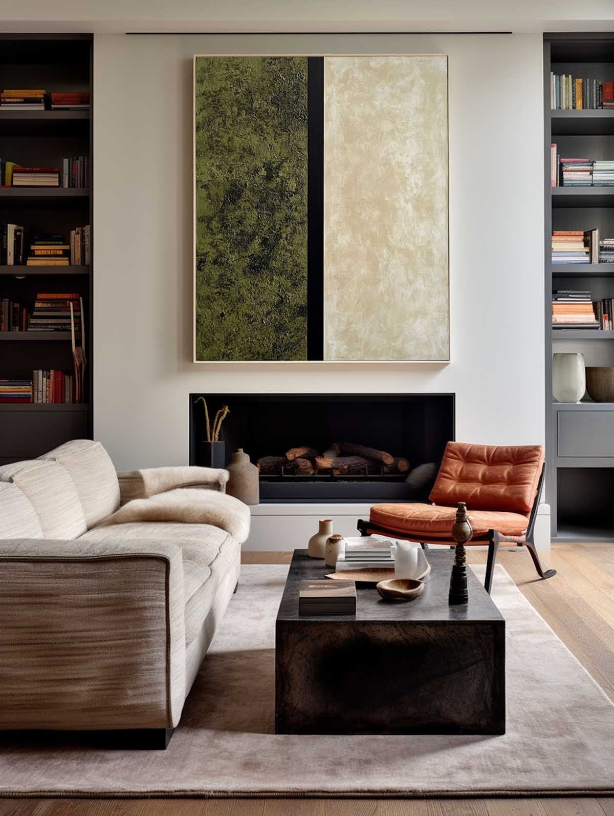 Contemporary Green Abstract Oil Painting for Modern Home Décor