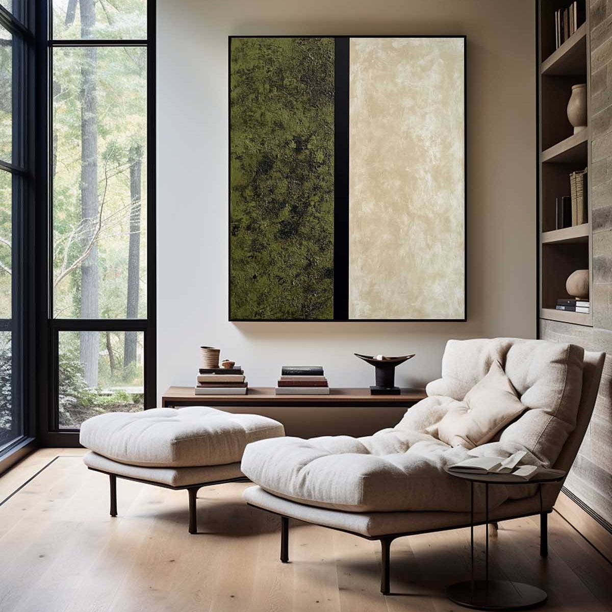 Contemporary Green Abstract Oil Painting for Modern Home Décor