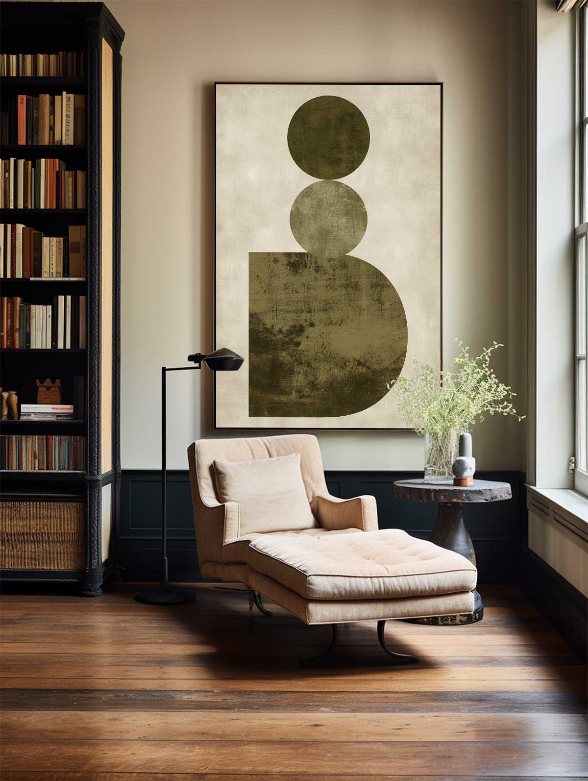 Contemporary Geometric Oil Painting for Modern Home Decor
