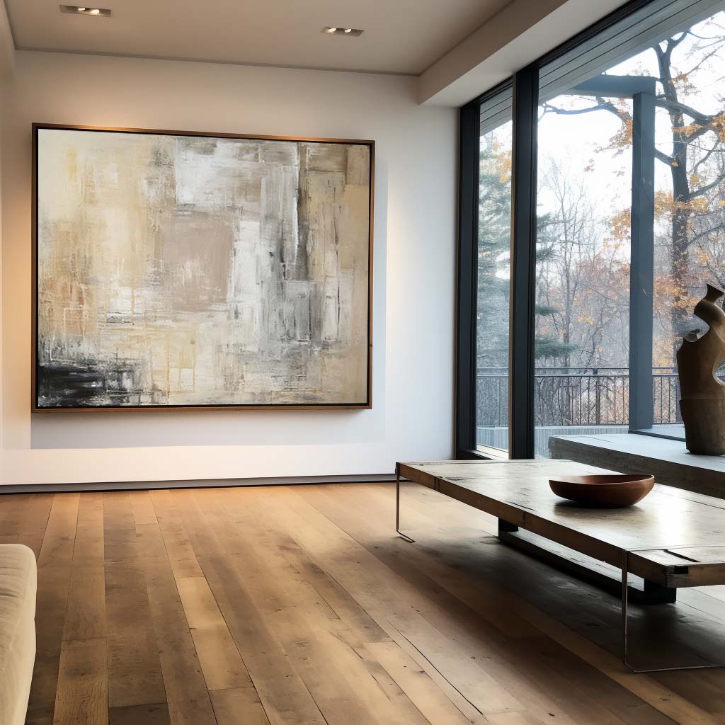 Contemporary Neutral Abstract Oil Painting for Modern Home Decor