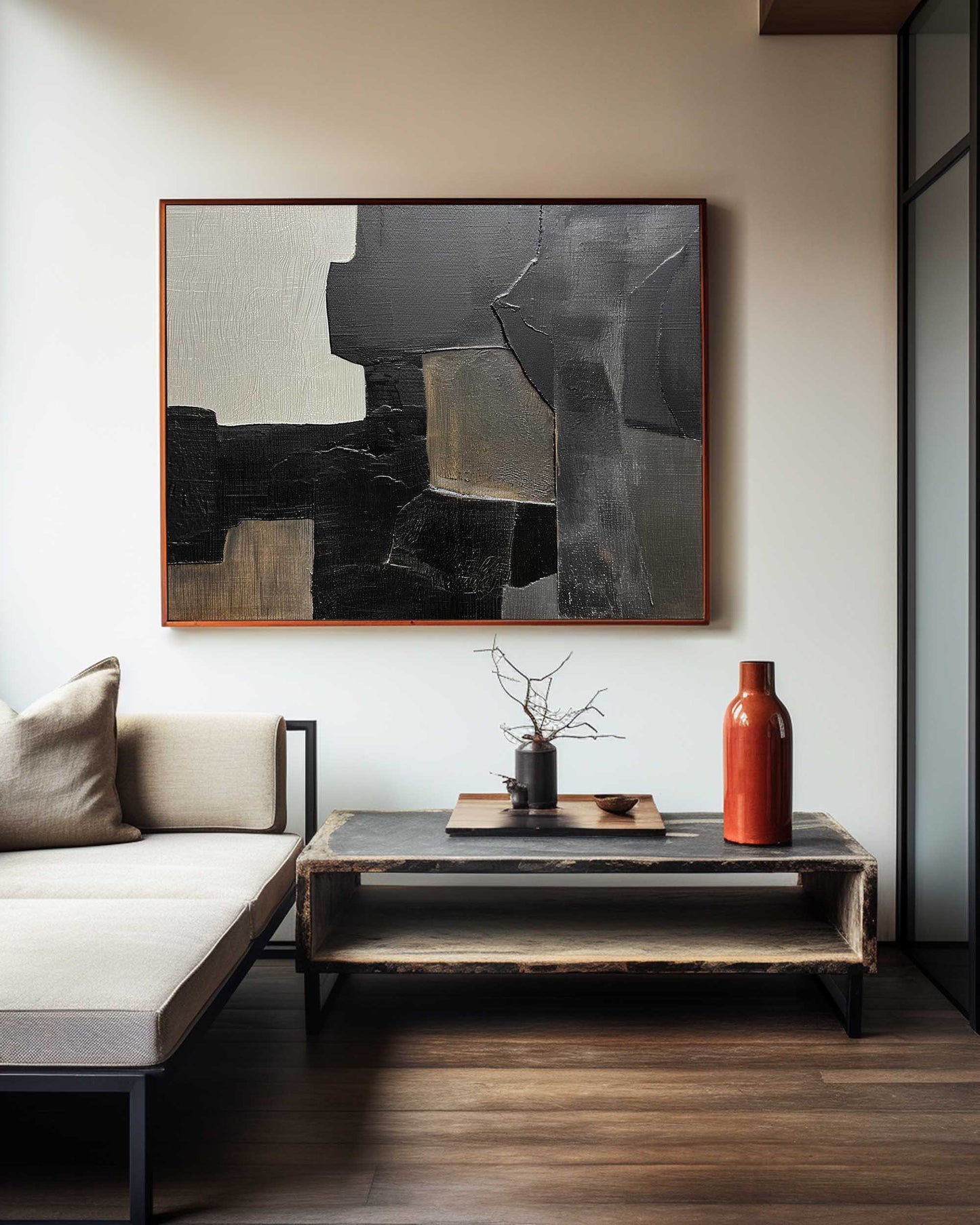 Contemporary Black and Grey Abstract Wall Art for Modern Home Decor
