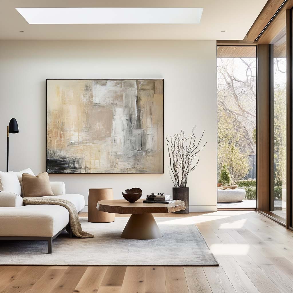 Contemporary Neutral Abstract Oil Painting for Modern Home Decor
