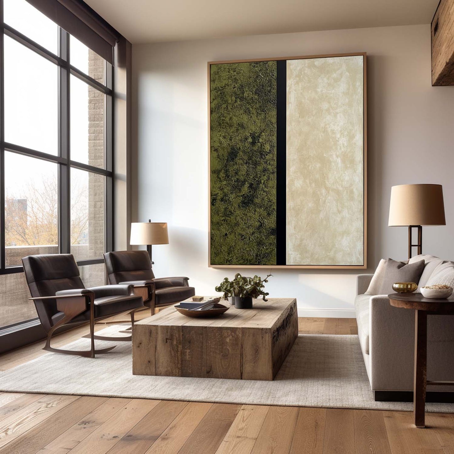 Contemporary Green Abstract Oil Painting for Modern Home Décor