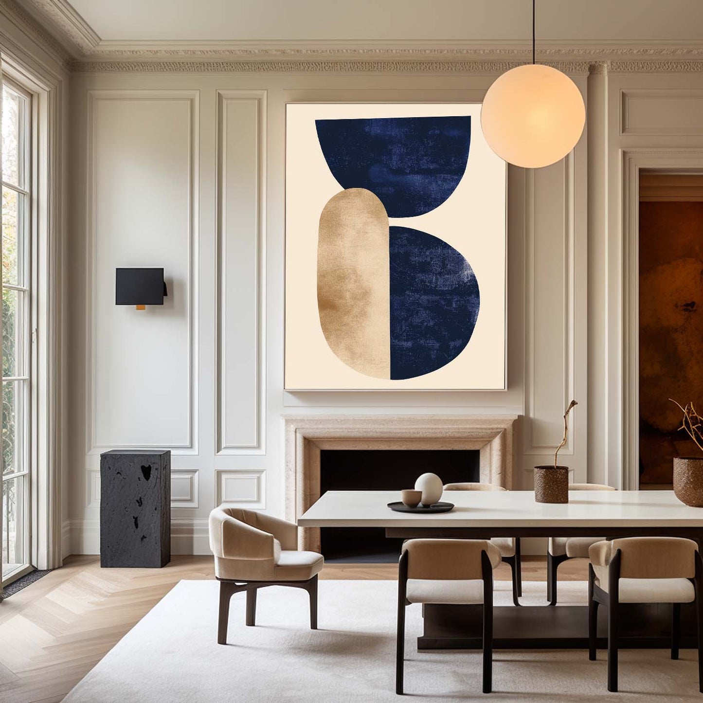 Contemporary Geometric Abstract Oil Painting for Modern Home Decor