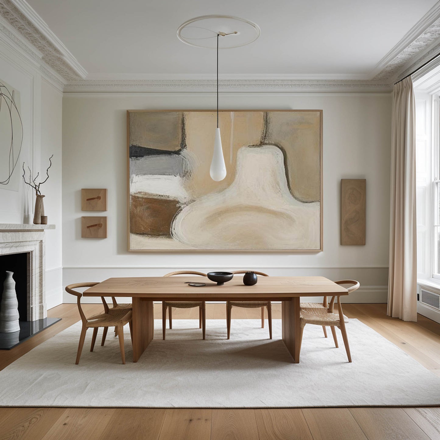 Contemporary Neutral Tones Abstract Oil Painting for Modern Home Decor