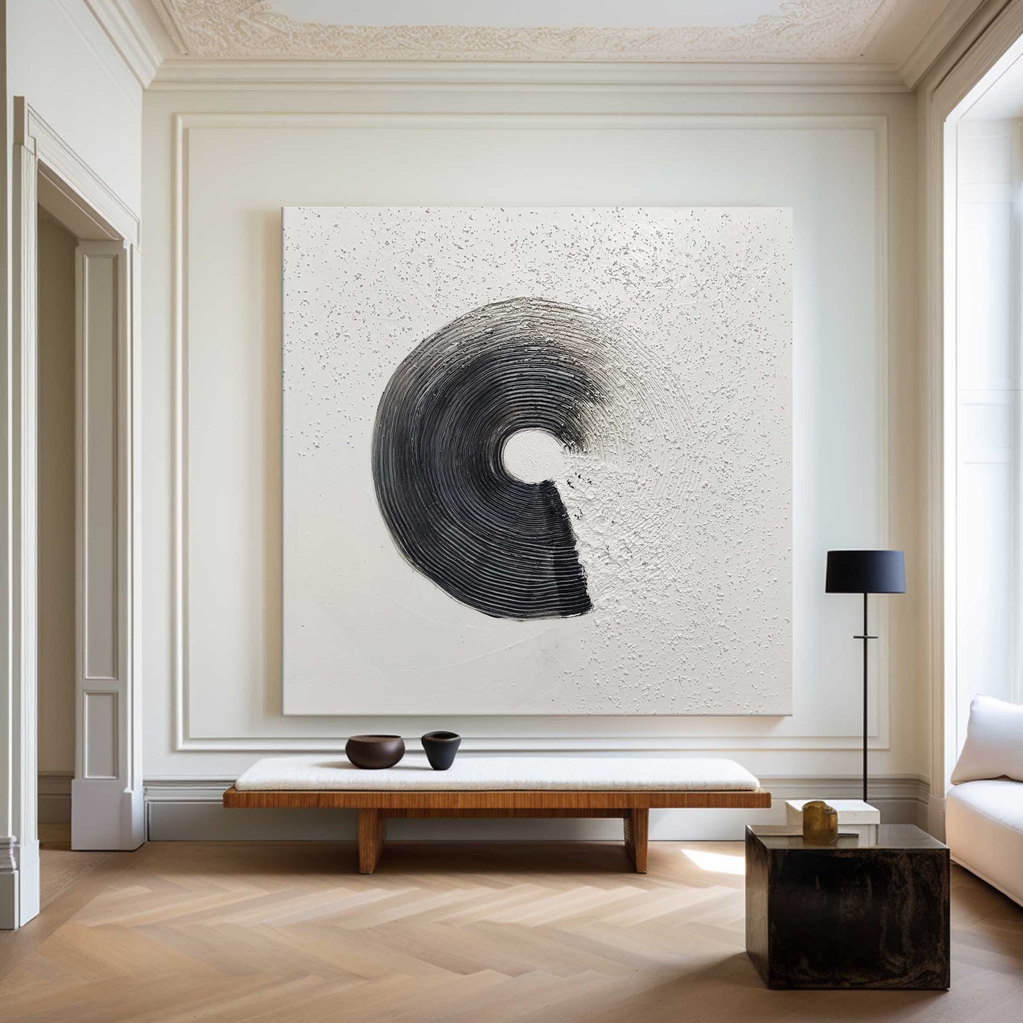 Contemporary Monochrome Abstract Oil Painting for Modern Home Decor