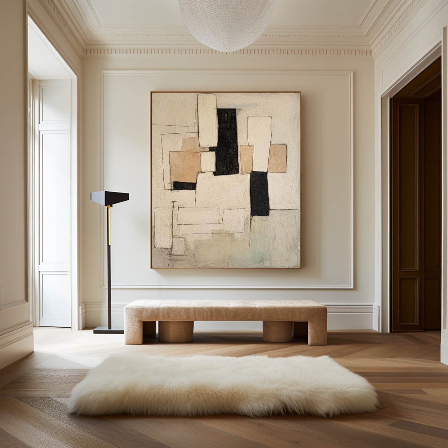 Contemporary Geometric Abstract Oil Painting for Modern Home Decor