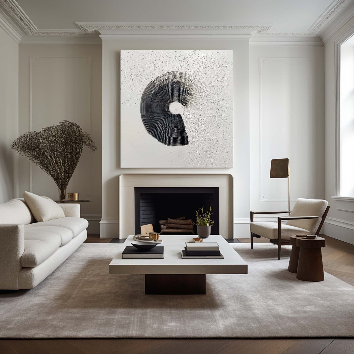 Contemporary Monochrome Abstract Oil Painting for Modern Home Decor