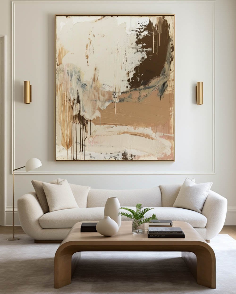 Contemporary Earth Tones Abstract Oil Painting for Modern Home Décor