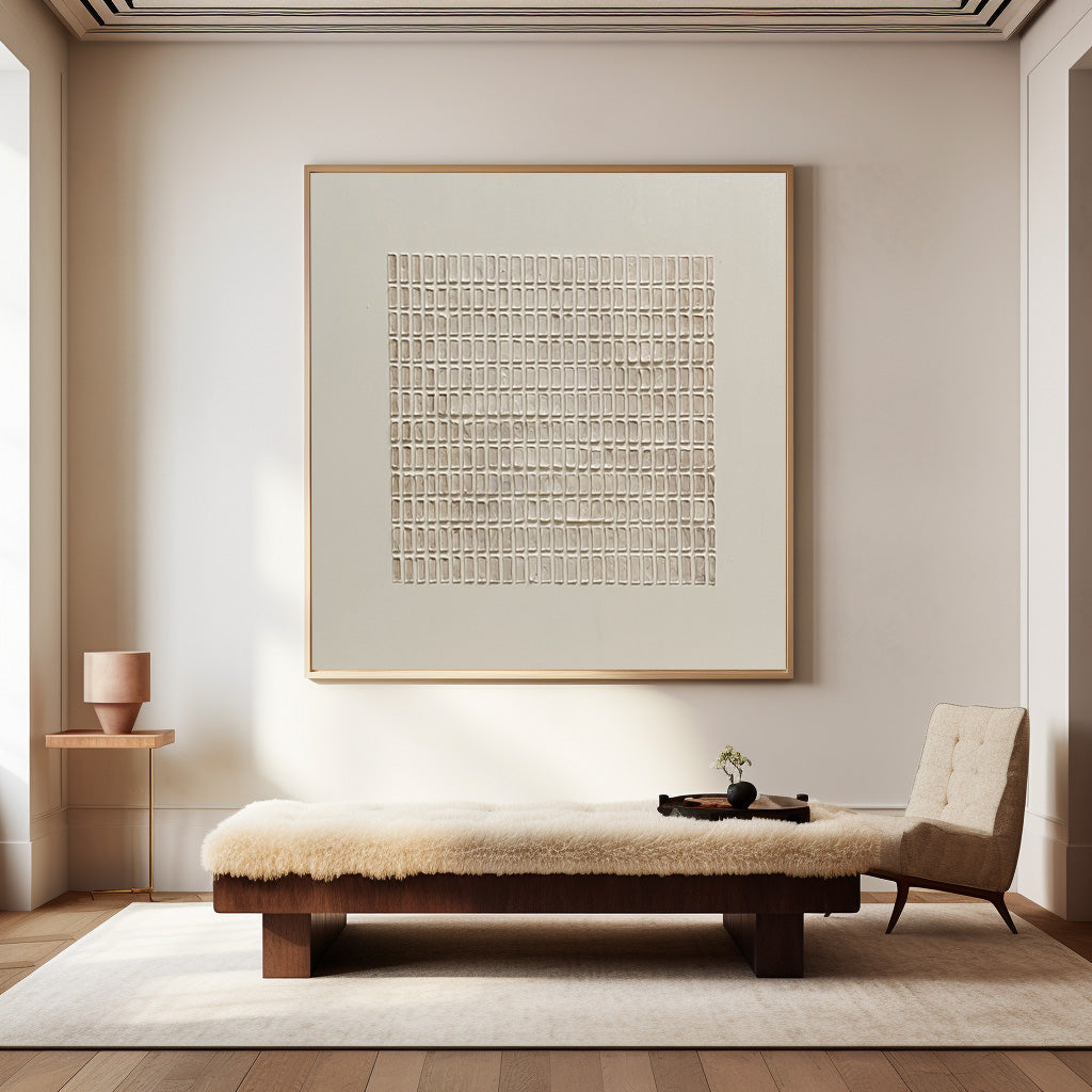 Wabi-Sabi Minimalist Oil Painting - Textured Natural Tones for Modern Home Decor