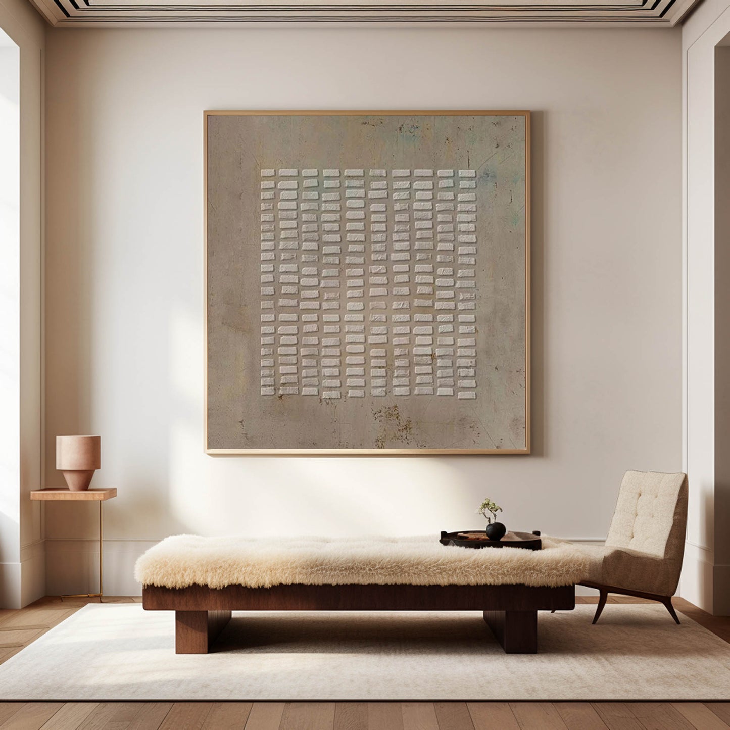 Wabi-Sabi Minimalist Oil Painting for Serene Home Decor
