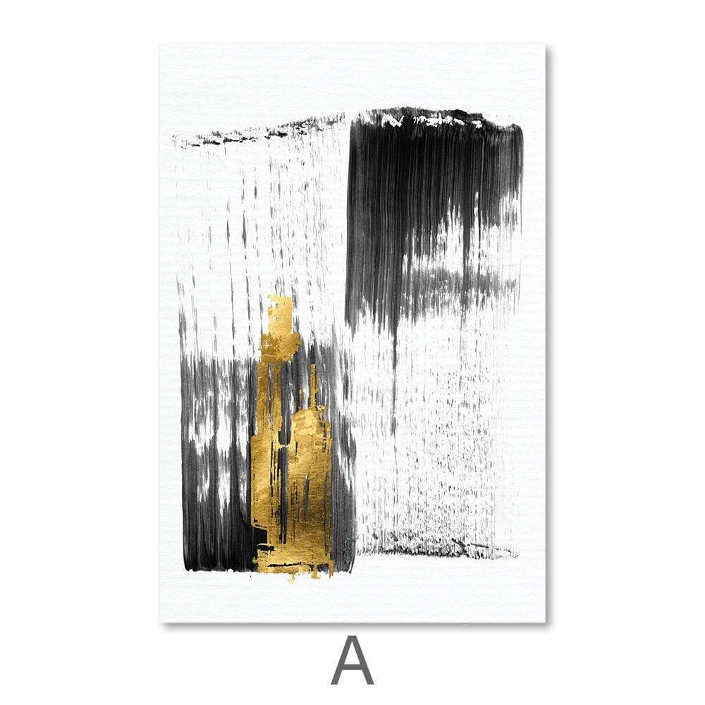 Abstract Gold Brushstroke Canvas Art for Elegant Home Decor