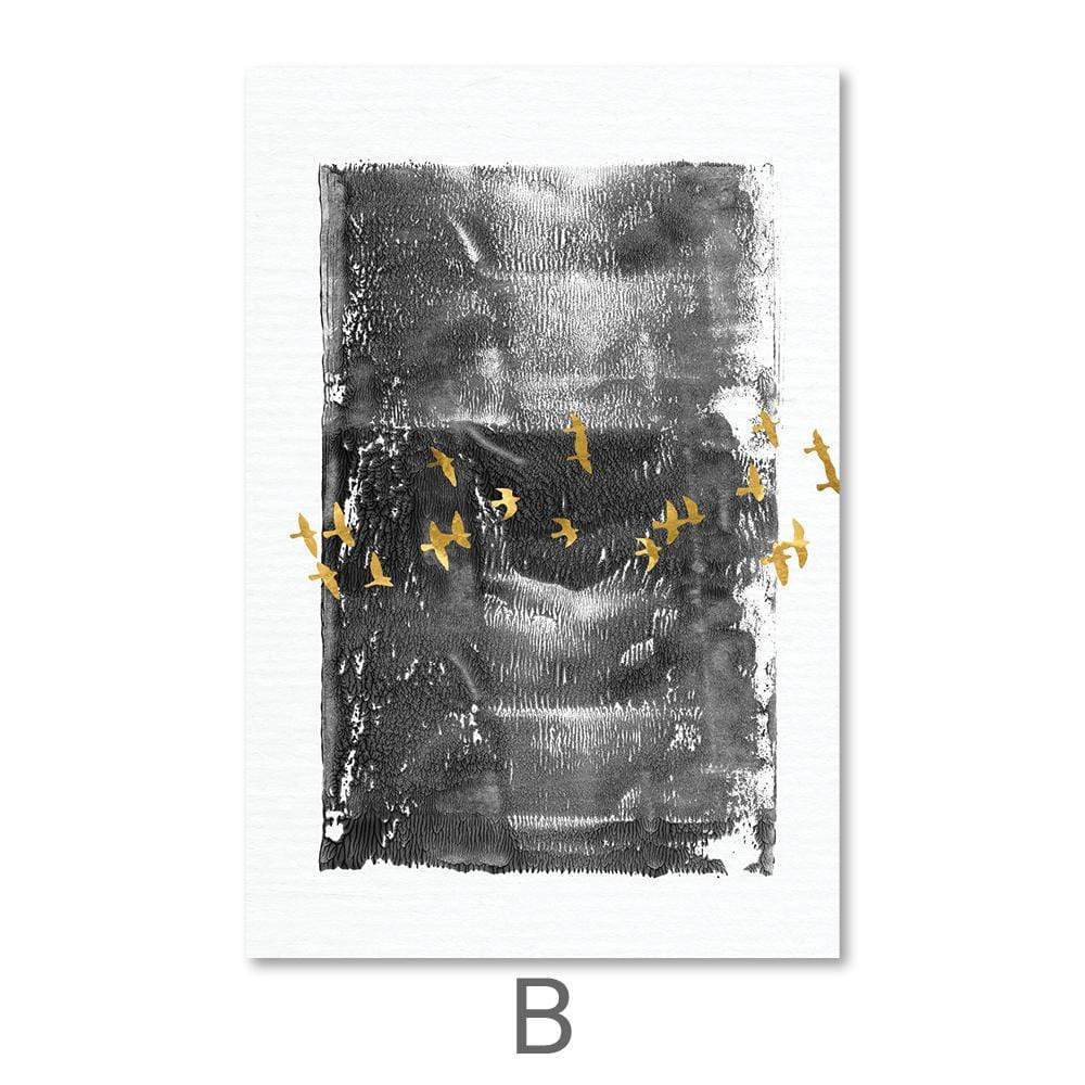 Abstract Gold Brushstroke Canvas Art for Elegant Home Decor