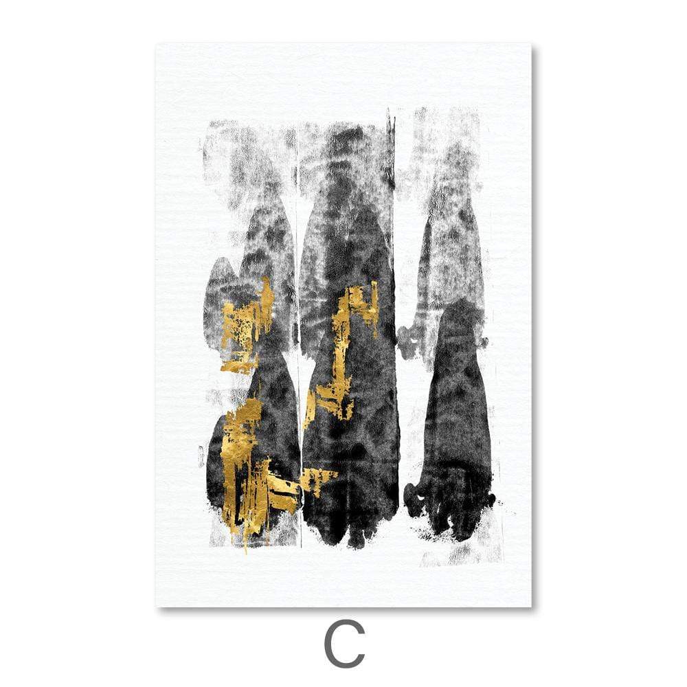 Abstract Gold Brushstroke Canvas Art for Elegant Home Decor