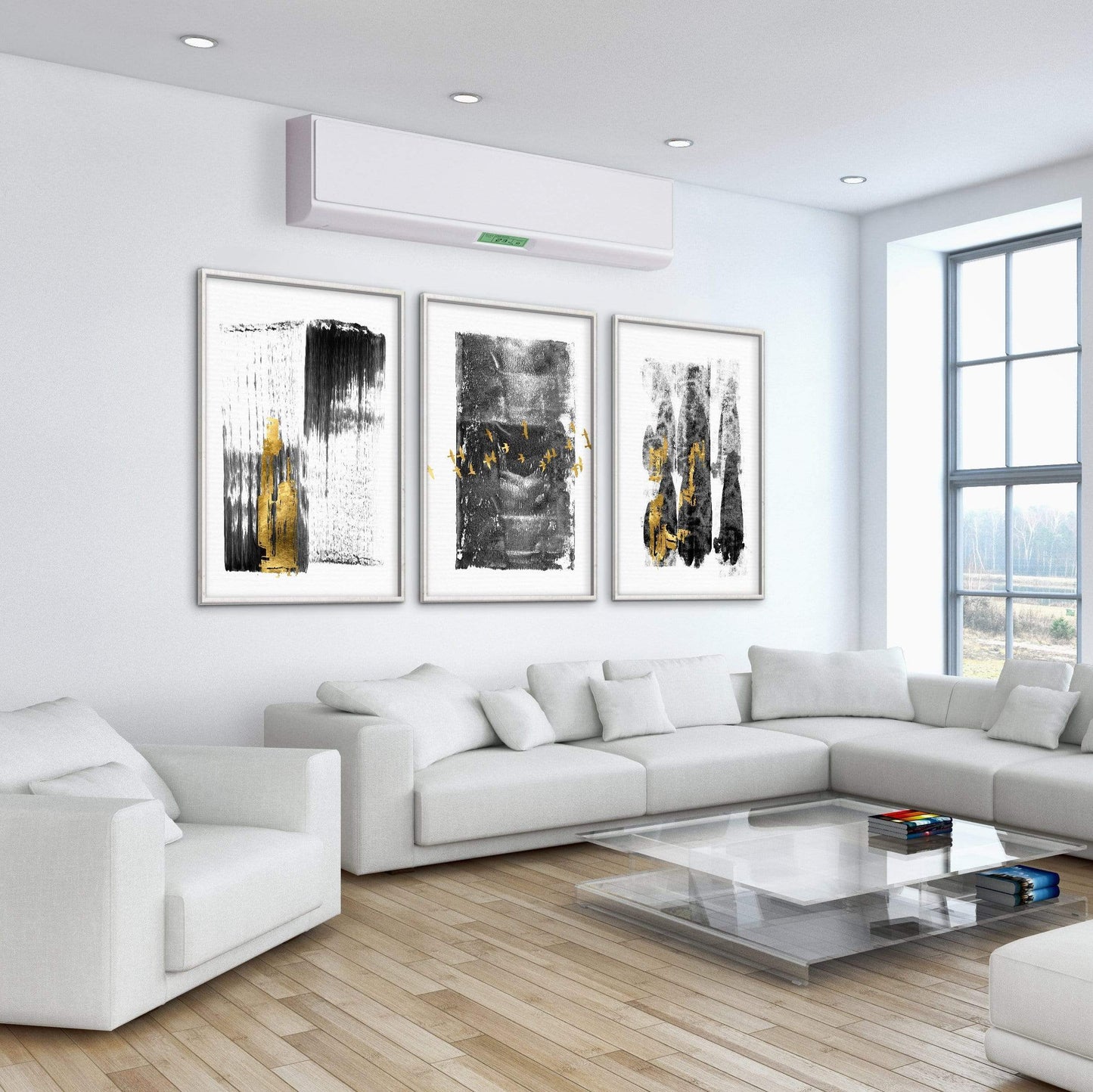 Abstract Gold Brushstroke Canvas Art for Elegant Home Decor
