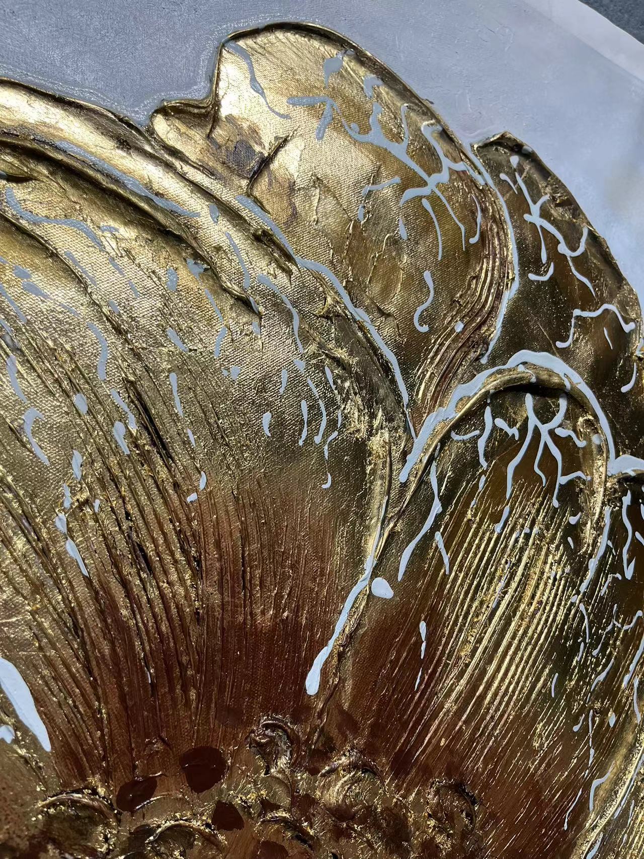 Elegant Gold Dandelion Oil Painting for Luxurious Home Decor