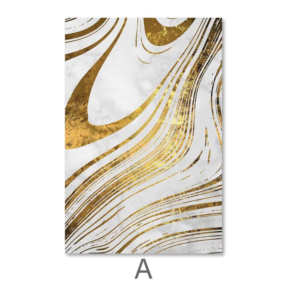 Elegant Gold Wave Abstract Oil Painting for Chic Home Decor