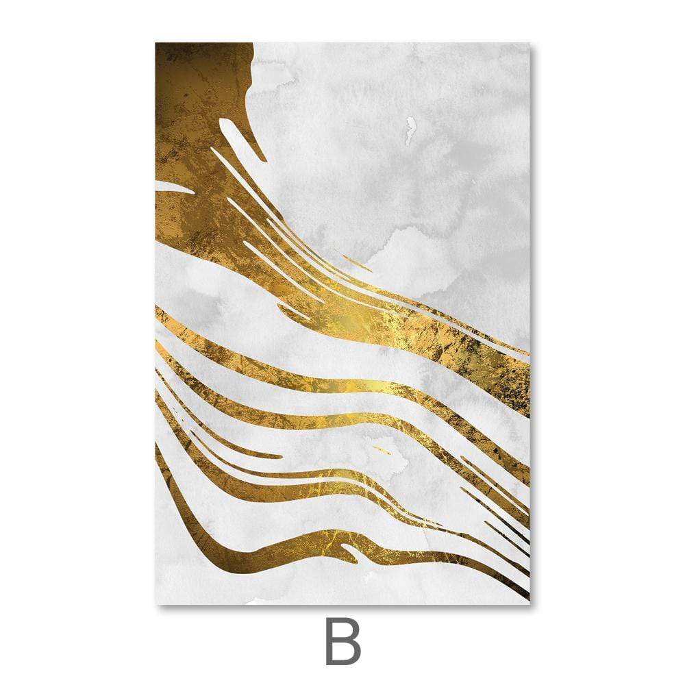 Elegant Gold Wave Abstract Oil Painting for Chic Home Decor