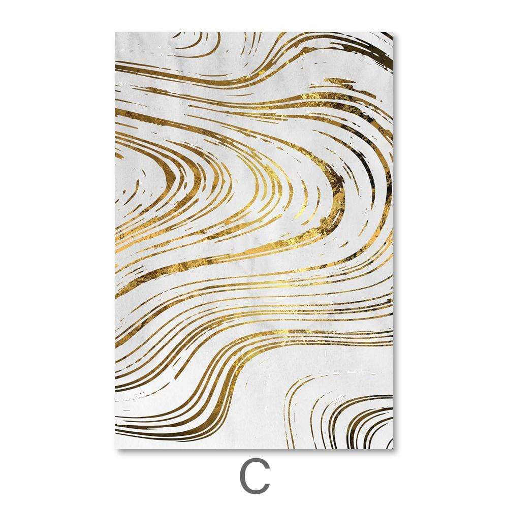 Elegant Gold Wave Abstract Oil Painting for Chic Home Decor