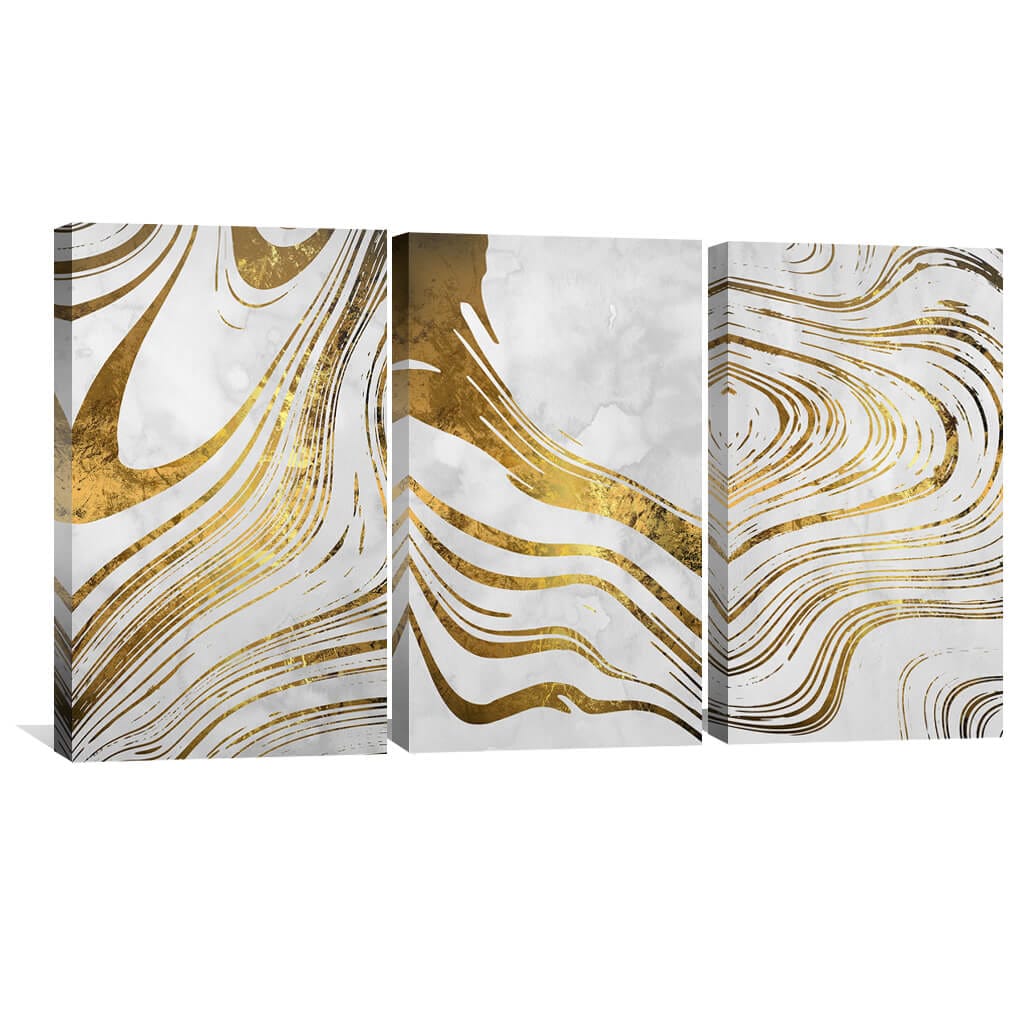 Elegant Gold Wave Abstract Oil Painting for Chic Home Decor