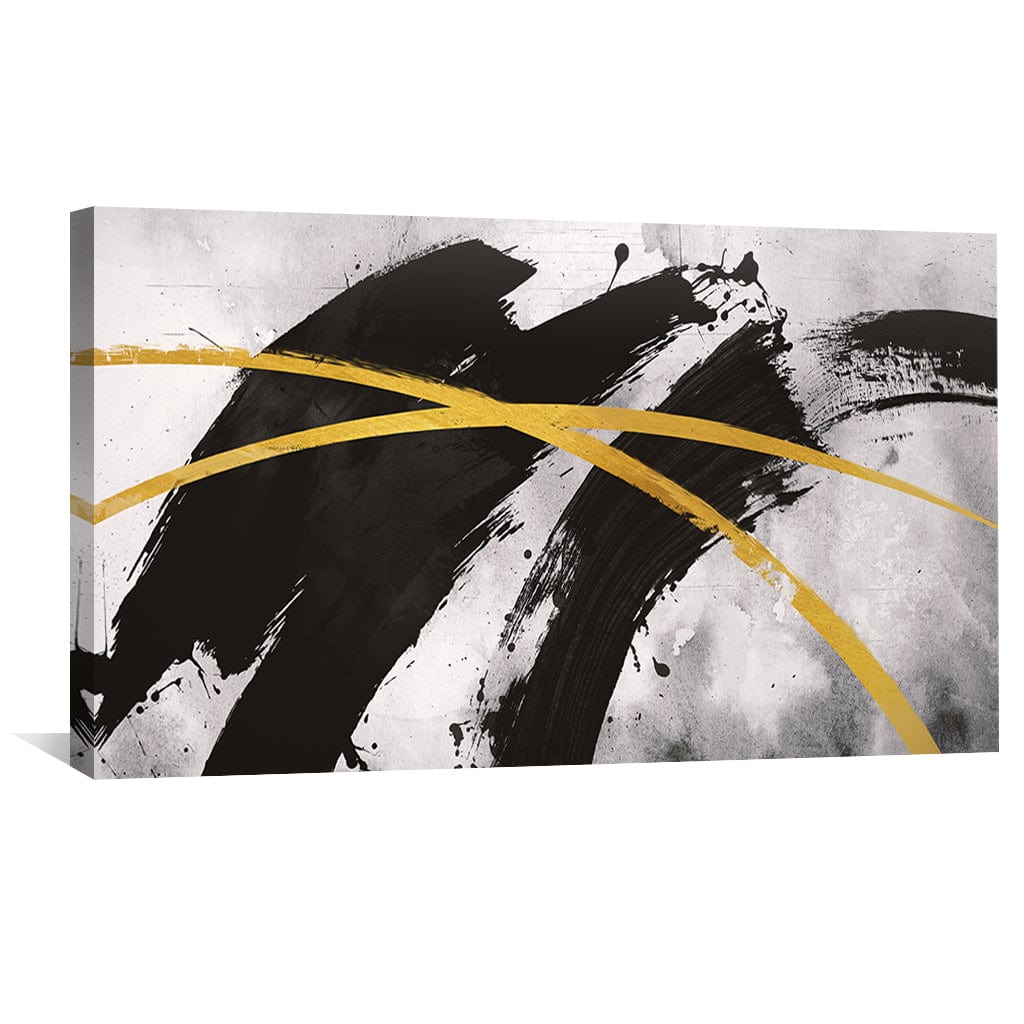 Abstract Black and Gold Oil Painting - Modern Wall Art for Elegant Home Décor