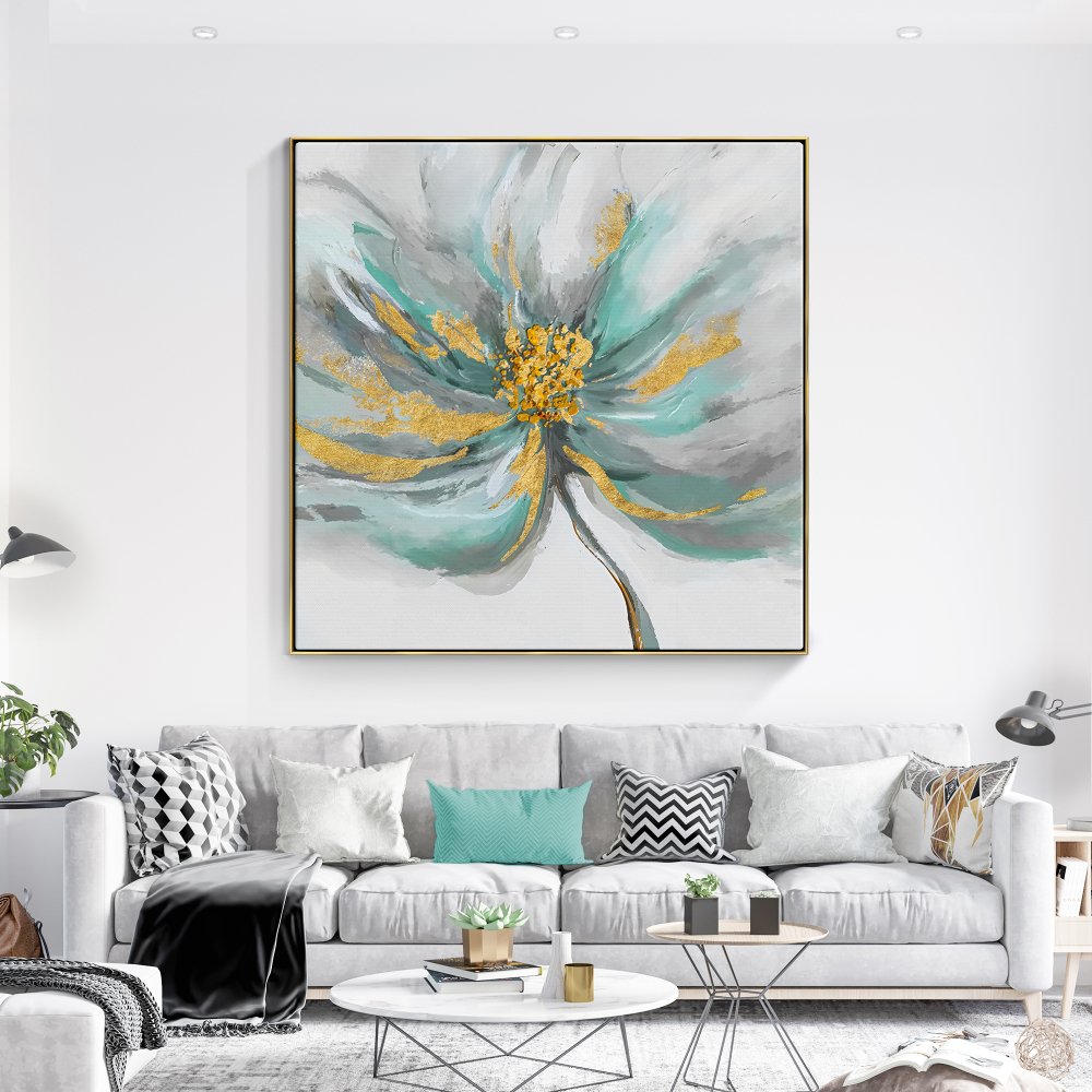 Elegant Golden Lily Flower Oil Painting for Home Decor