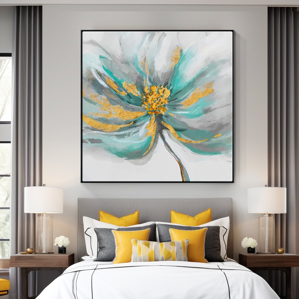 Elegant Golden Lily Flower Oil Painting for Home Decor