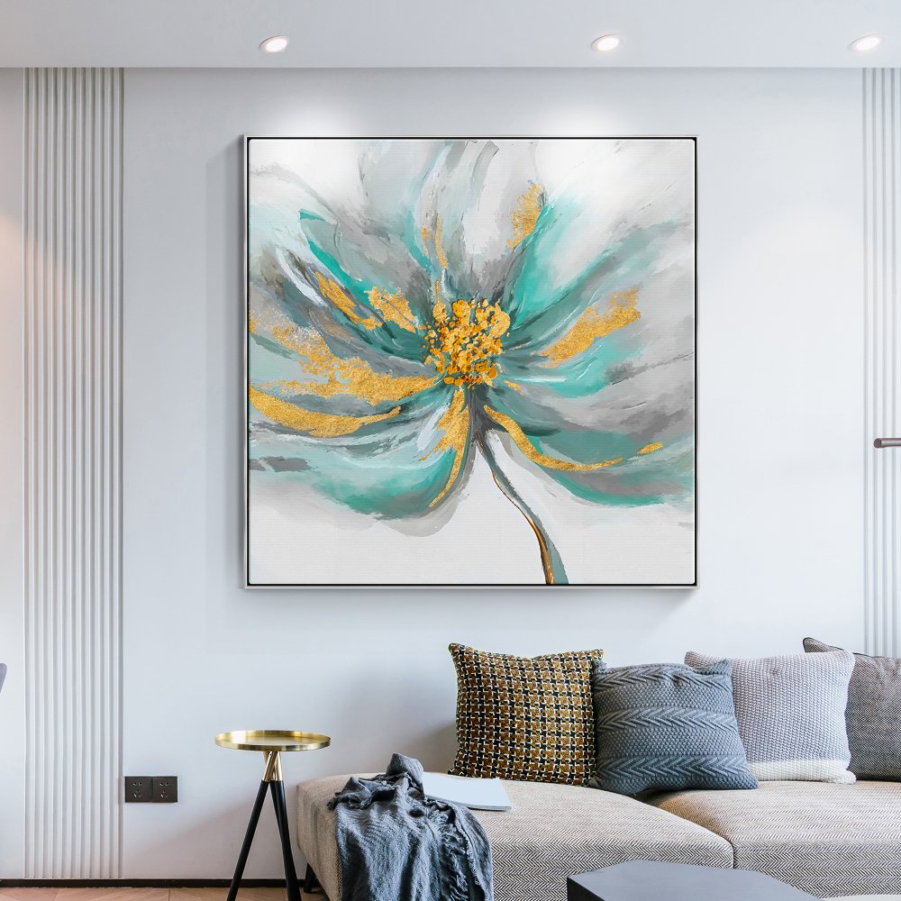 Elegant Golden Lily Flower Oil Painting for Home Decor