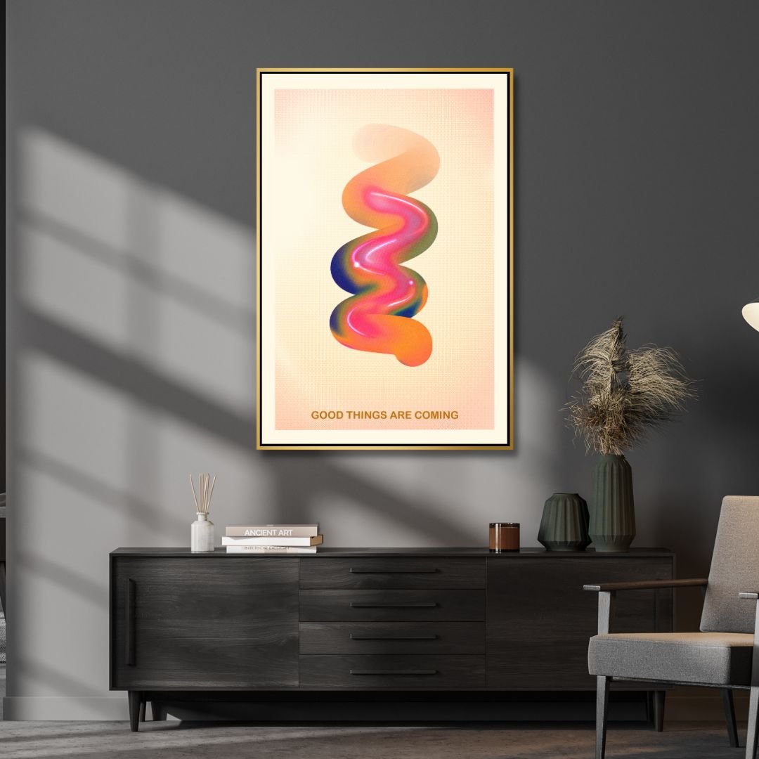 Colorful Retro Abstract Art for Positive Vibes and Modern Home Decor