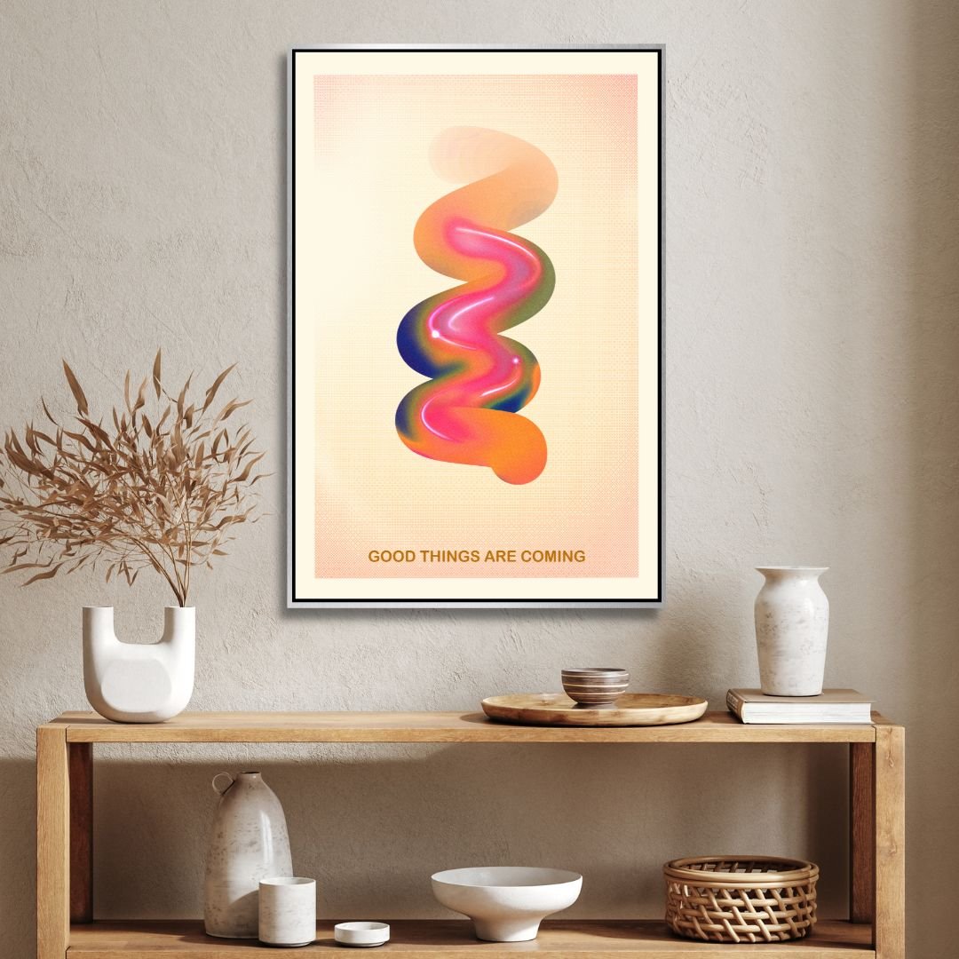 Colorful Retro Abstract Art for Positive Vibes and Modern Home Decor
