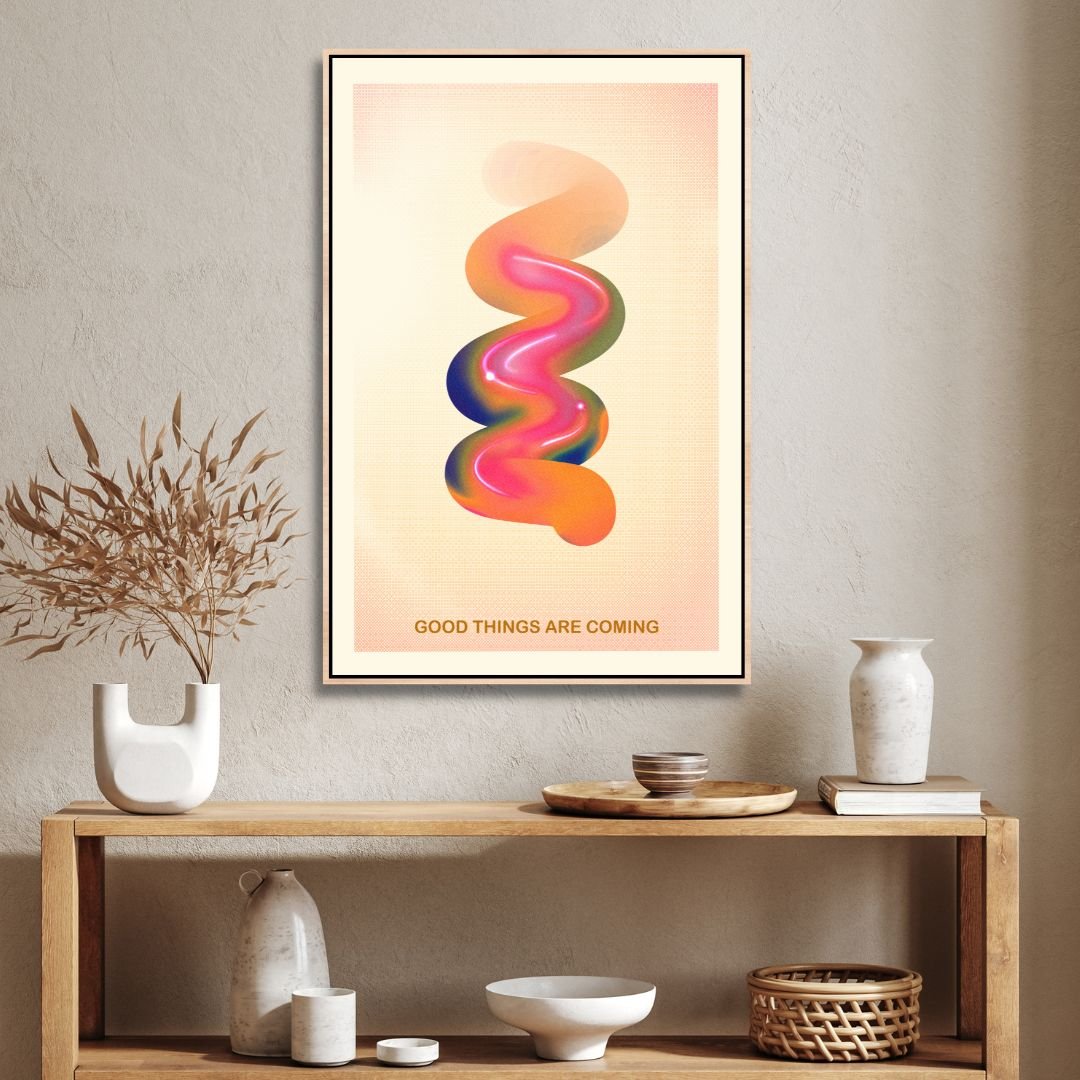 Colorful Retro Abstract Art for Positive Vibes and Modern Home Decor