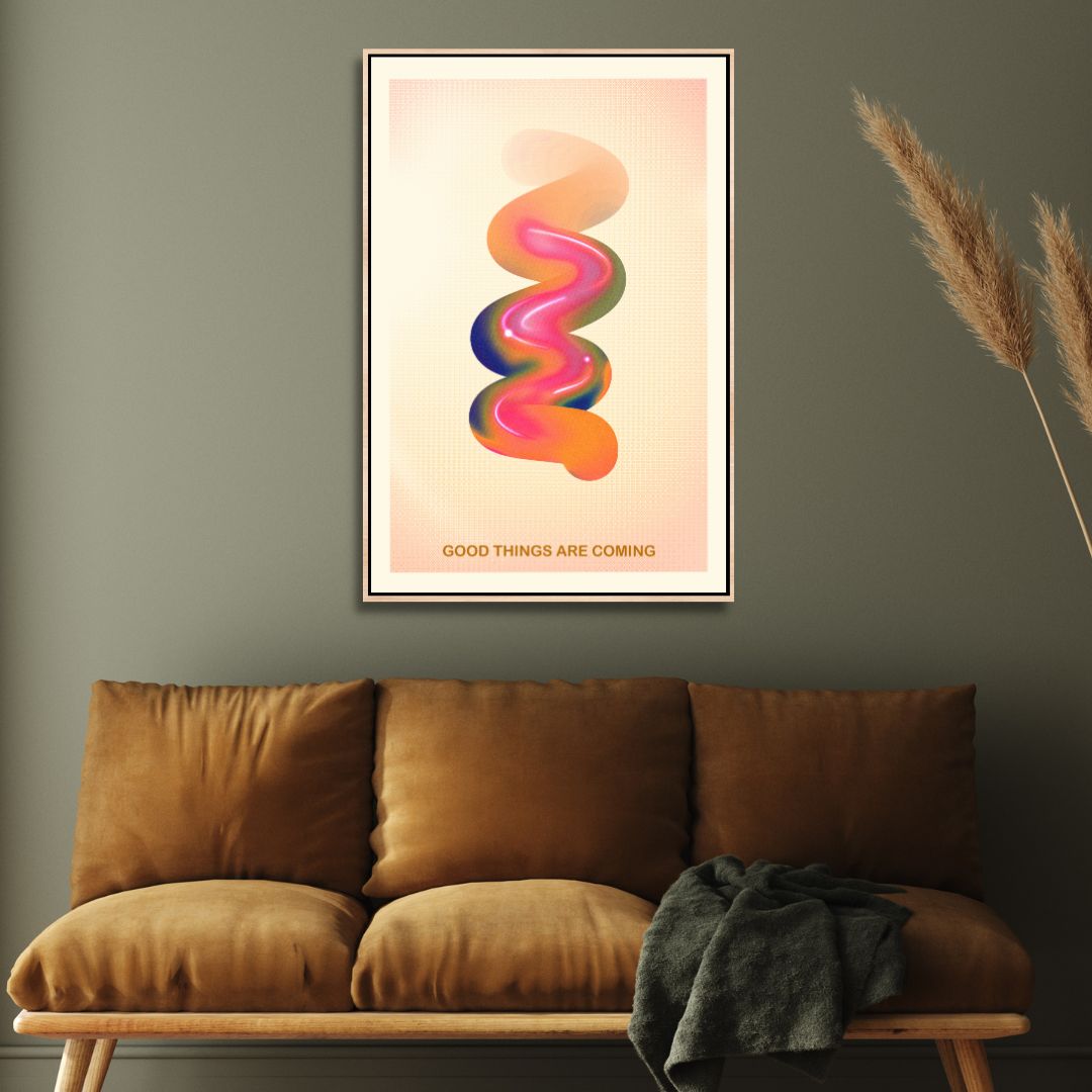 Colorful Retro Abstract Art for Positive Vibes and Modern Home Decor