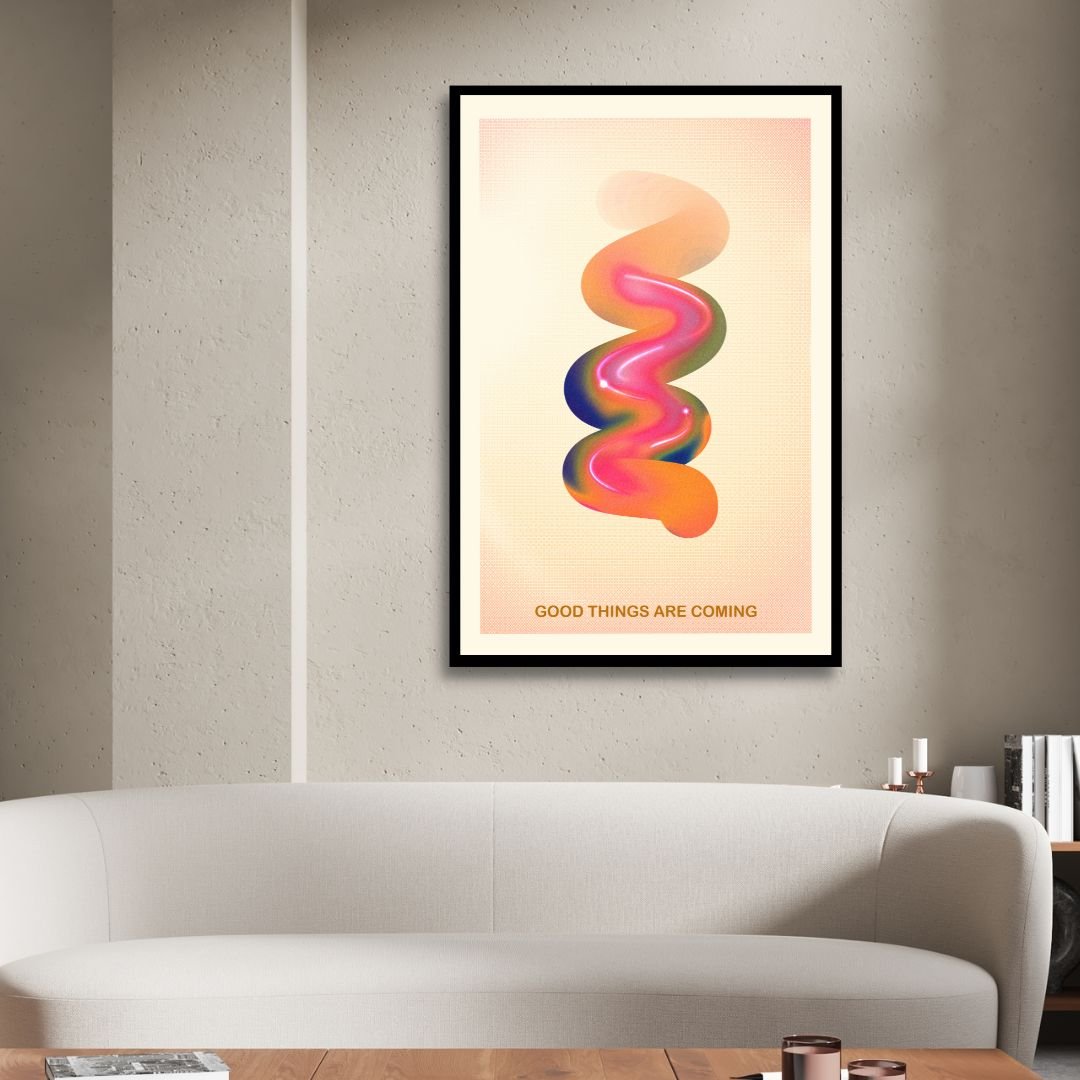 Colorful Retro Abstract Art for Positive Vibes and Modern Home Decor