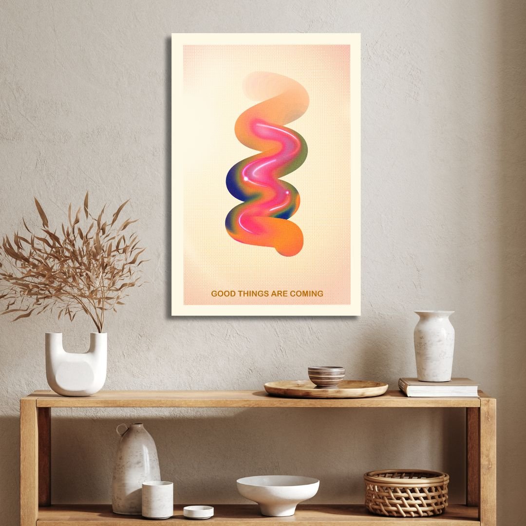 Colorful Retro Abstract Art for Positive Vibes and Modern Home Decor