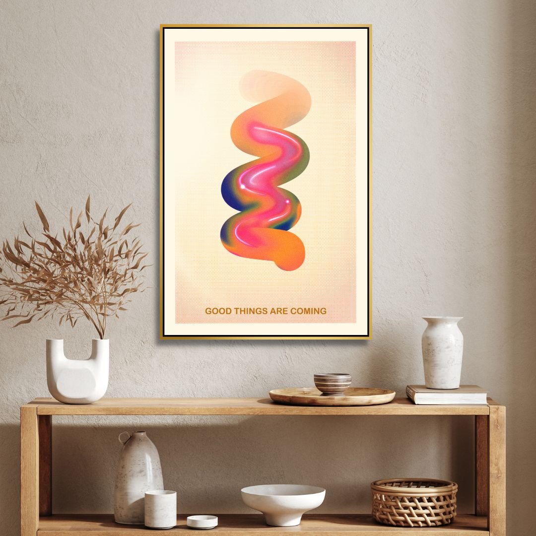 Colorful Retro Abstract Art for Positive Vibes and Modern Home Decor
